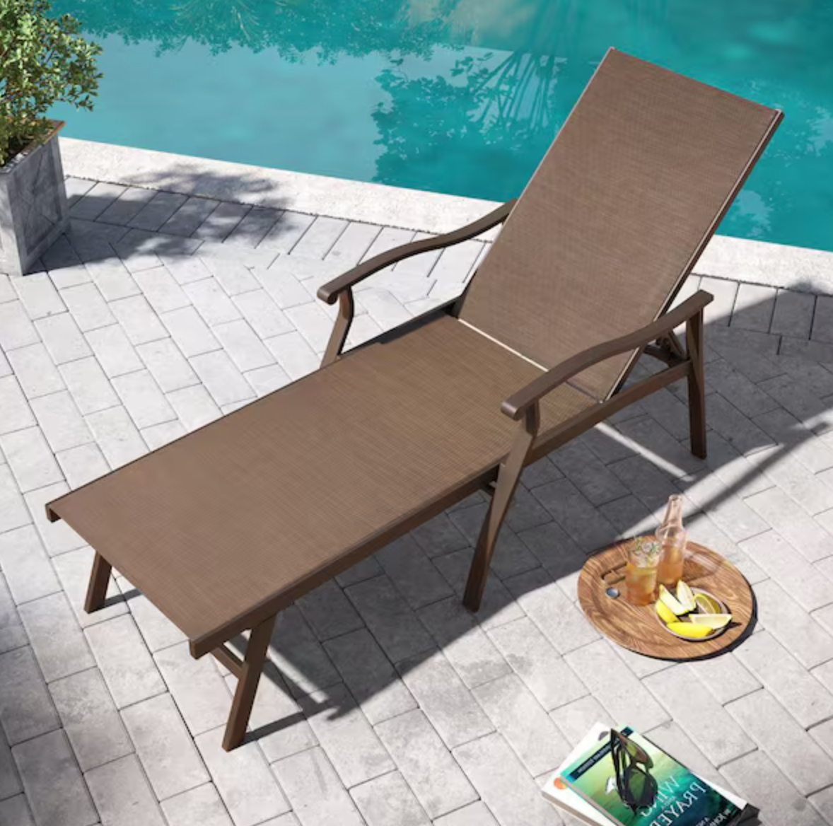 1-Piece Aluminum Adjustable Outdoor Chaise Lounge