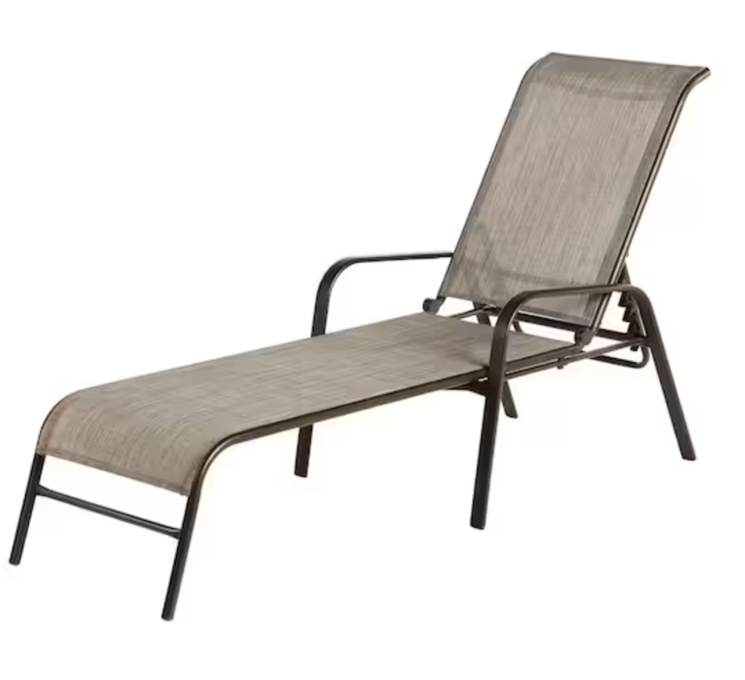 Mix and Match Sling Outdoor Patio Chaise Lounge in Riverbed Taupe