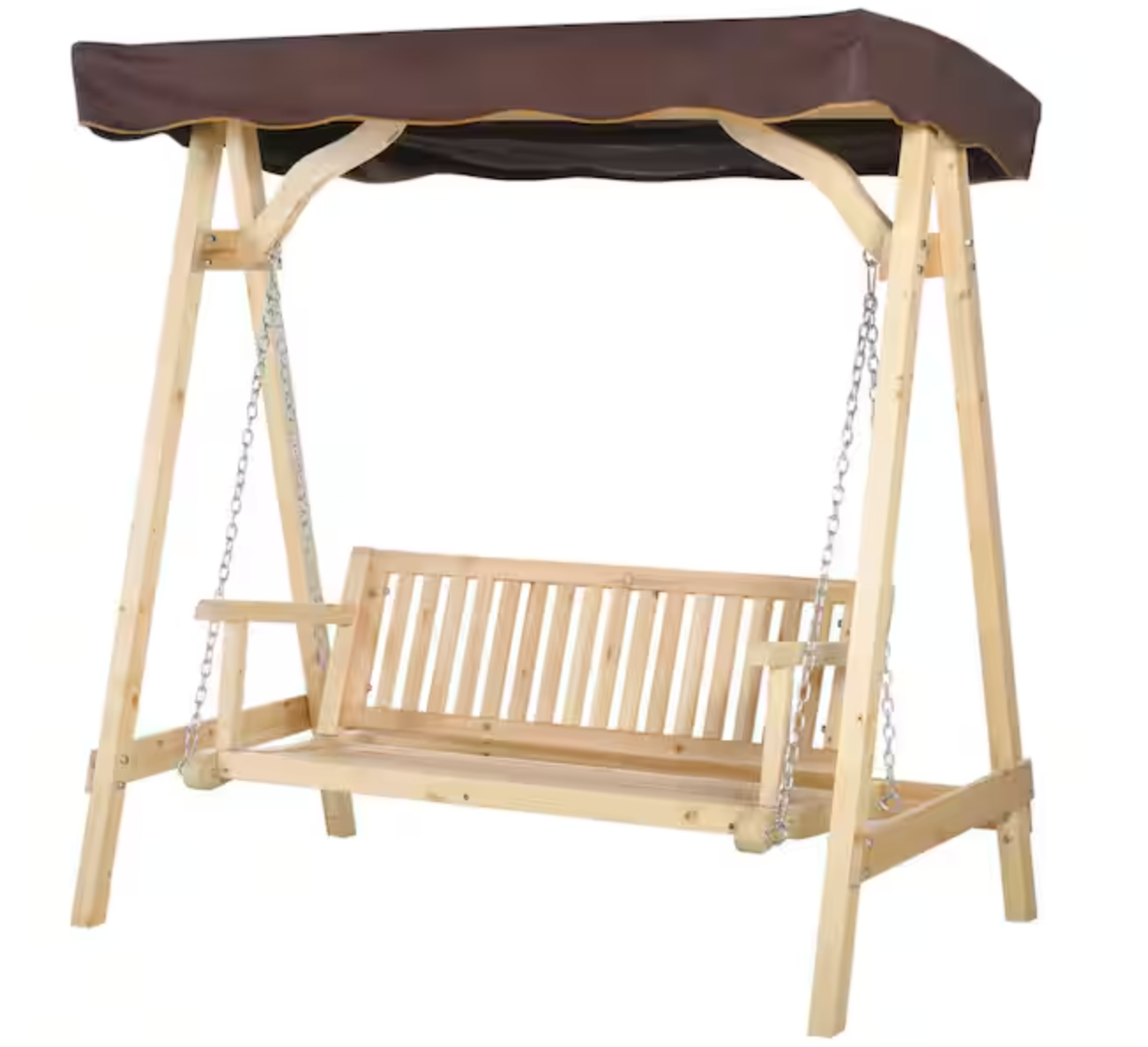 2-Person Natural Wood Patio Swing