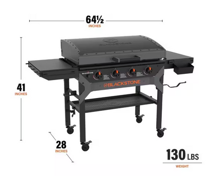 4-Burner Liquid Propane Outdoor Griddle with Hood in Black