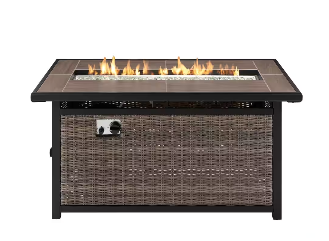 Corden 49.6 in. W 50000 Btu black Steel Propane Outdoor Fire Pit with Fire Glass