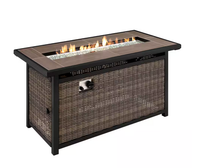 Corden 49.6 in. W 50000 Btu black Steel Propane Outdoor Fire Pit with Fire Glass