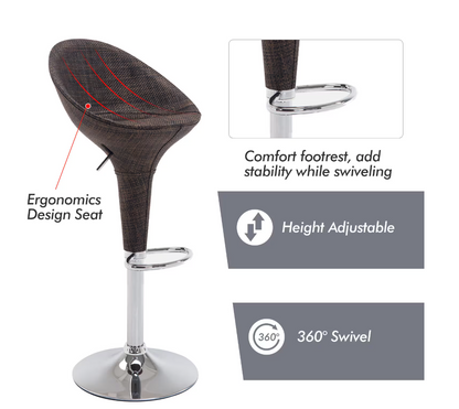 Swivel Metal Outdoor Bar Stool 2-Pack with Mesh Fabric and Adjustable Height