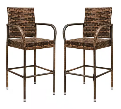 Chillrest Rattan Wicker Outdoor Bar Stool 2 Pack