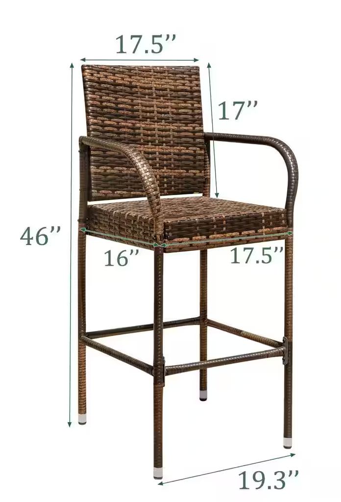 Chillrest Rattan Wicker Outdoor Bar Stool 2 Pack