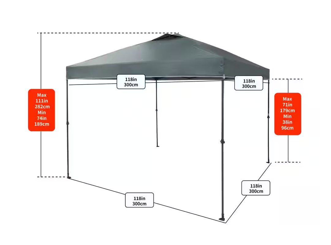 10 ft. x 10 ft. Grey Instant Canopy Pop Up Tent