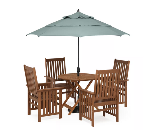 Tioman Hardwood Sunlight Outdoor Folding Dining Table with Umbrella Holes