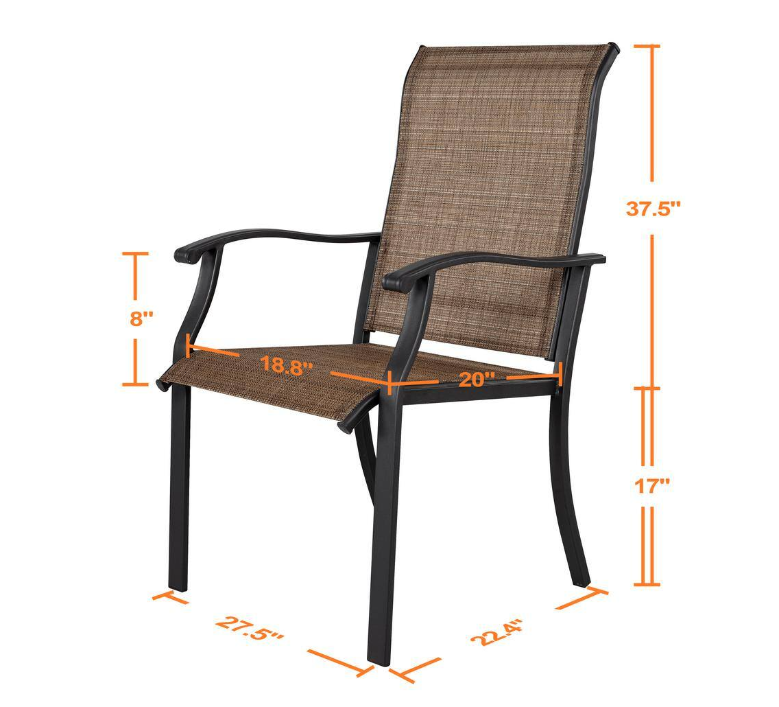 2 Pieces Brown Outdoor Indoor Textilene Dining Chairs