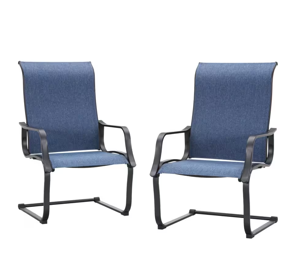 Spring Sling Outdoor Dining Chair in Blue (2-Pack)