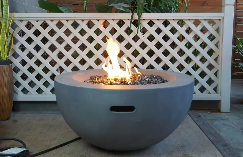 Grove Park 36.00 in. W Stone Propane Outdoor with Fire Glass and Rain Cover