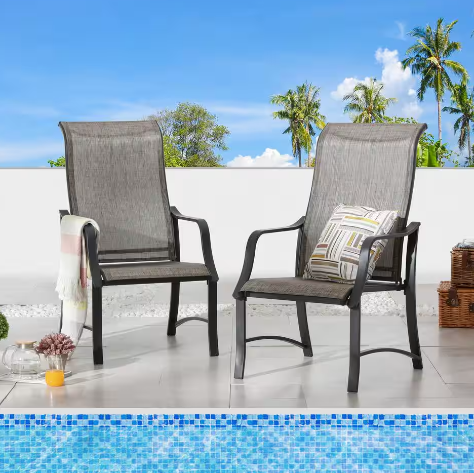 Sling Outdoor Dining Chair in Gray (2-Pack)