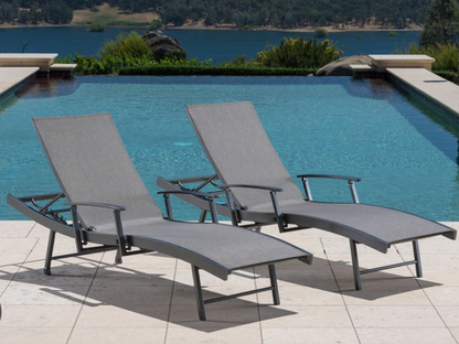 SunVilla Commercial Sling Wave Chaise Lounge, 2 pack