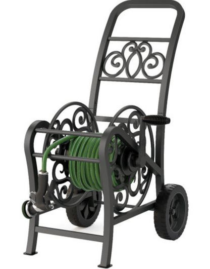 Hosemobile Elite® Decorative Metal Hose Reel Cart - Black