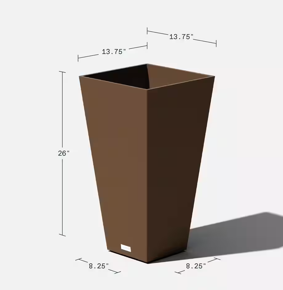 Midland 26 in. Espresso Plastic Tall Square Planter (2-Pack)